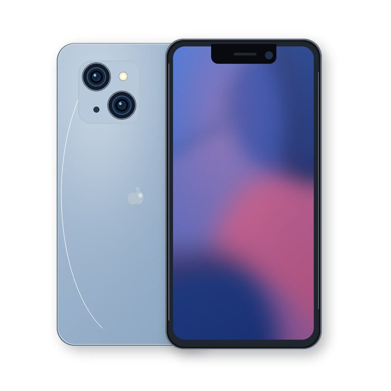 Illustration of iPhone 14 Plus front and back