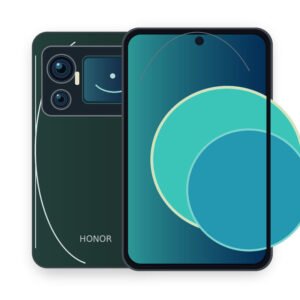 Illustrated front and rear views of Honor X5ds