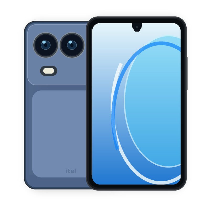 itel A200+ phone front and back