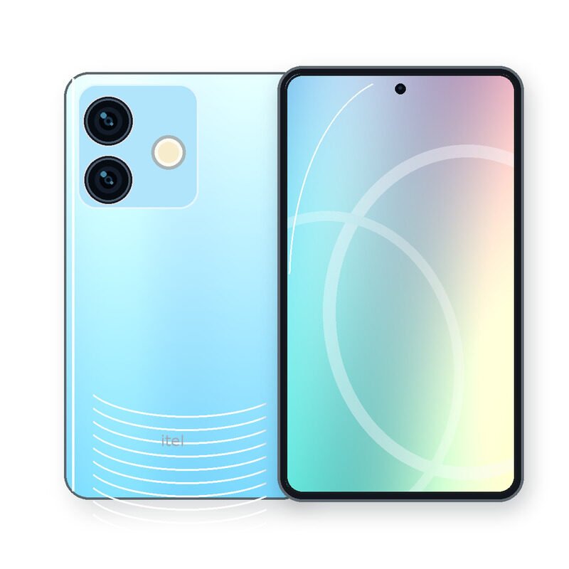 itel A80 front and rear product illustration