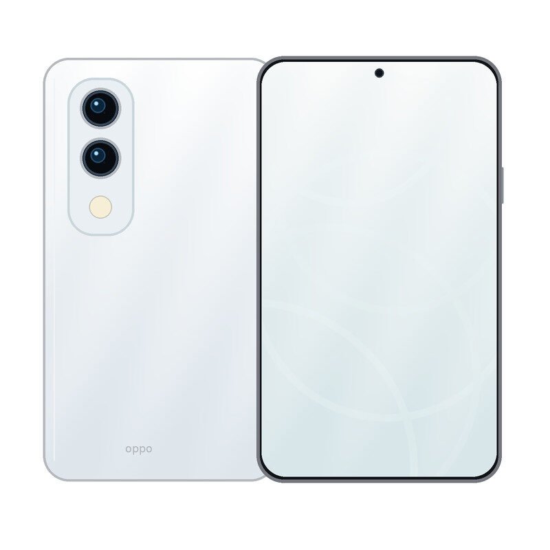 Illustrated OPPO A6i 5G handset on white