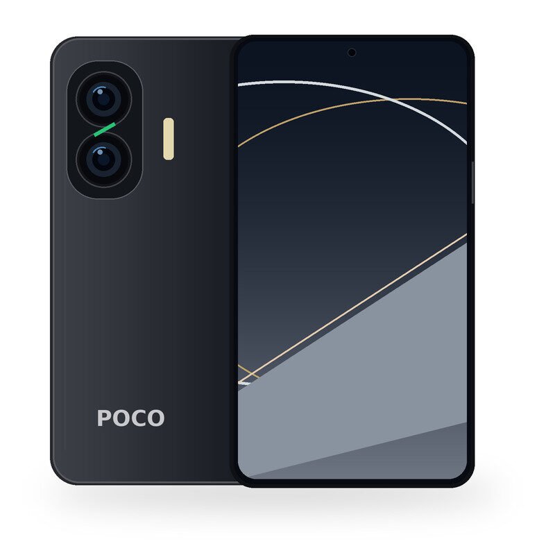 POCO F7 front and back phone illustration