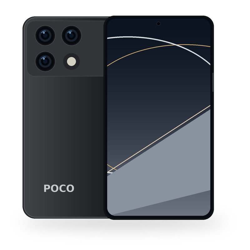 POCO F8 Pro front and back phone illustration