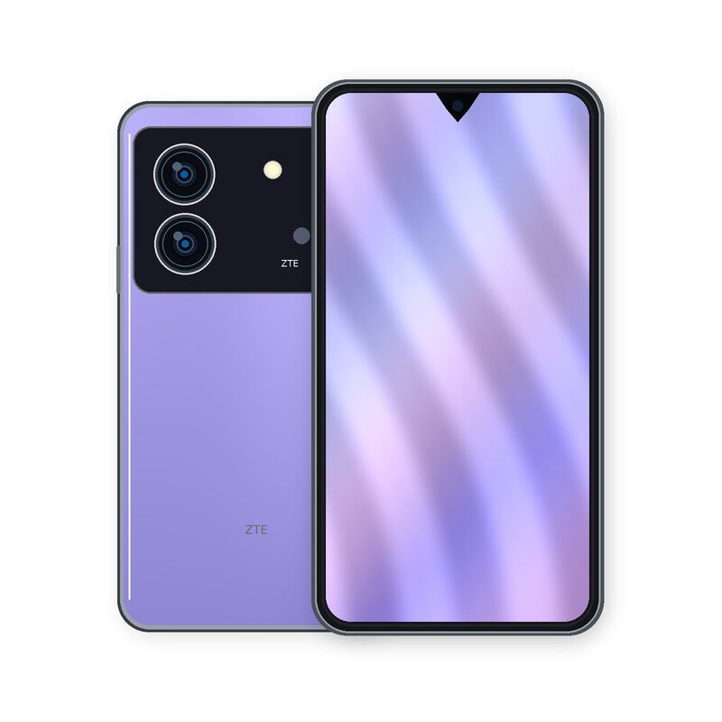 Purple ZTE Blade A54 front and back